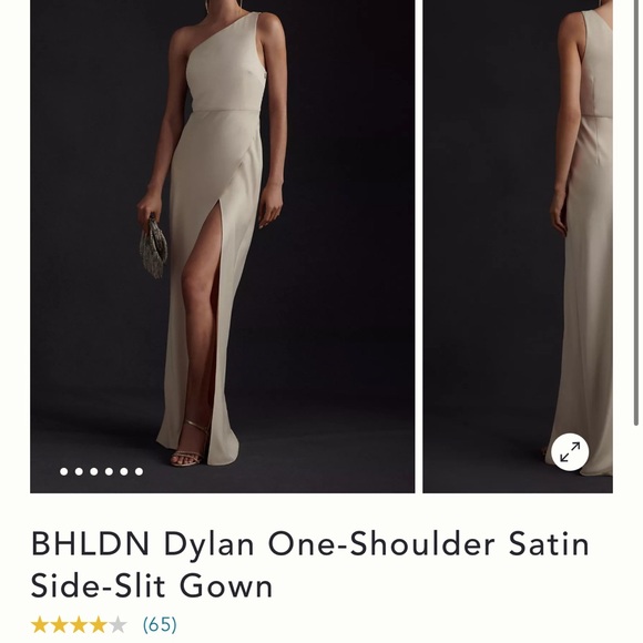 BHLDN Dylan one shoulder satin side slit gown champagne - Picture 1 of 8